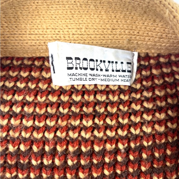 Rare Vintage Women’s Yellow & Brown Knitted Cardigan Size Large - Picture 4 of 4